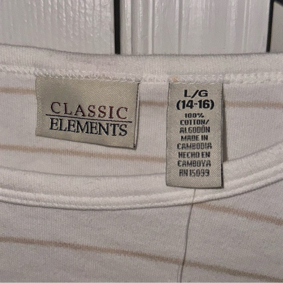 Classic Elements Women's L (14-16) Striped Knit Top 3/4 Sleeve Pink White Beige - Picture 5 of 12
